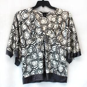 BCBG Max Azria abstract circles silky kimono blouse top XS